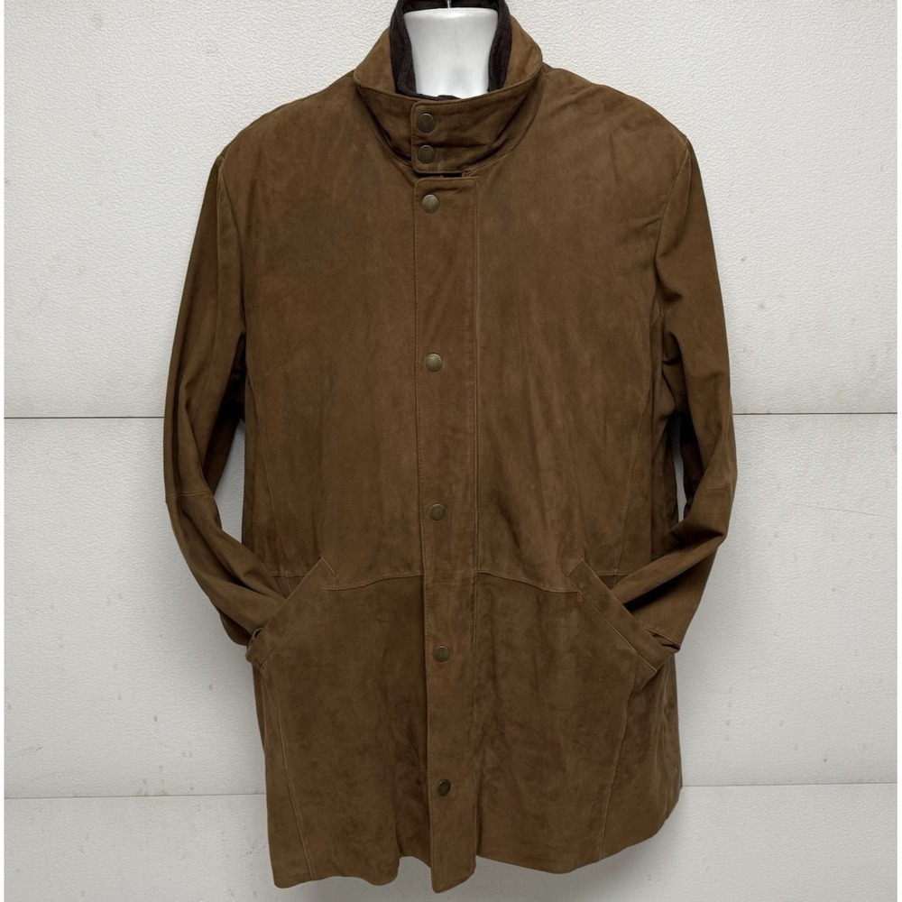 Brooks Brothers Leather Suede Field Jacket Men's XL Tan Zip Out Lining